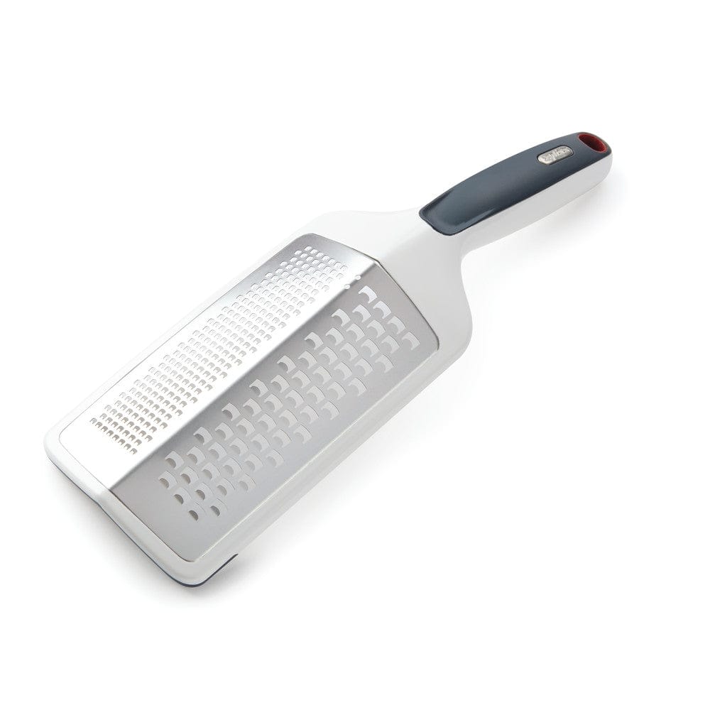 Choice 13 Stainless Steel Coarse Handheld Grater with Non-Slip Black Handle