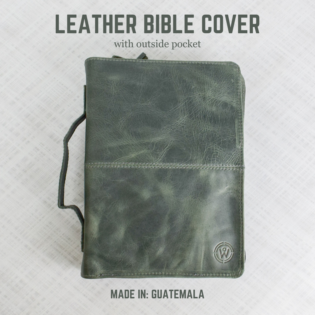 Leather Bible Cover - Gray Genuine Leather