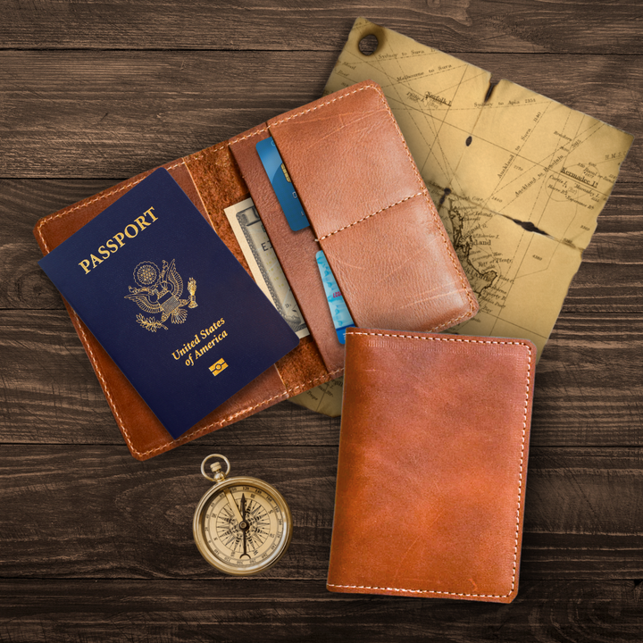 Cowhide leather passport holder