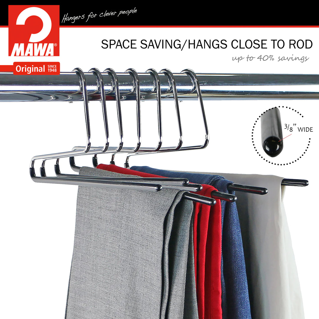MAWA Reverse Hook Trouser / Pant Hangers, Set of 10 Style KH/35U