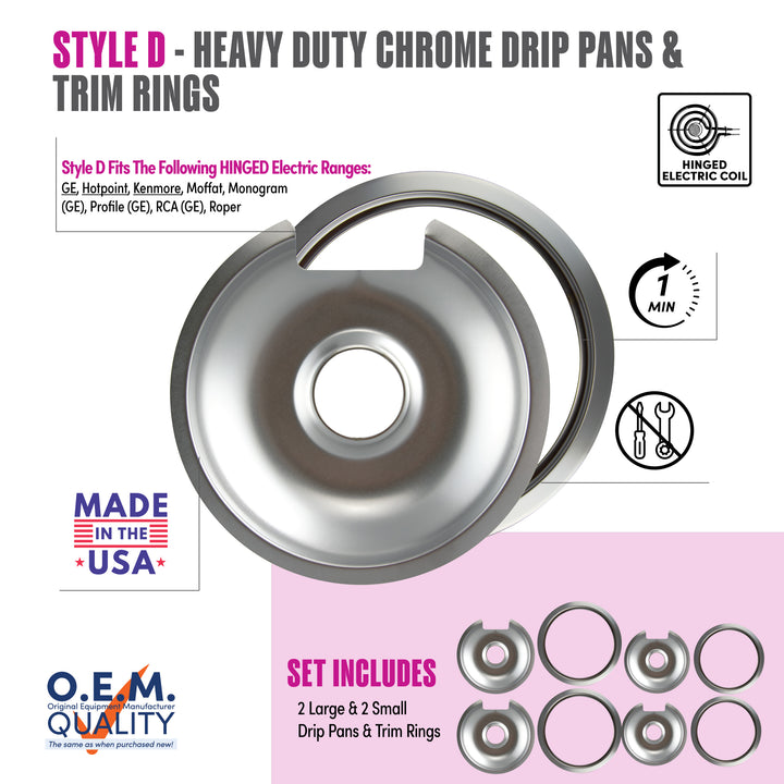 Heavy Duty Drip Pans and Trim Rings Style D by Range Kleen