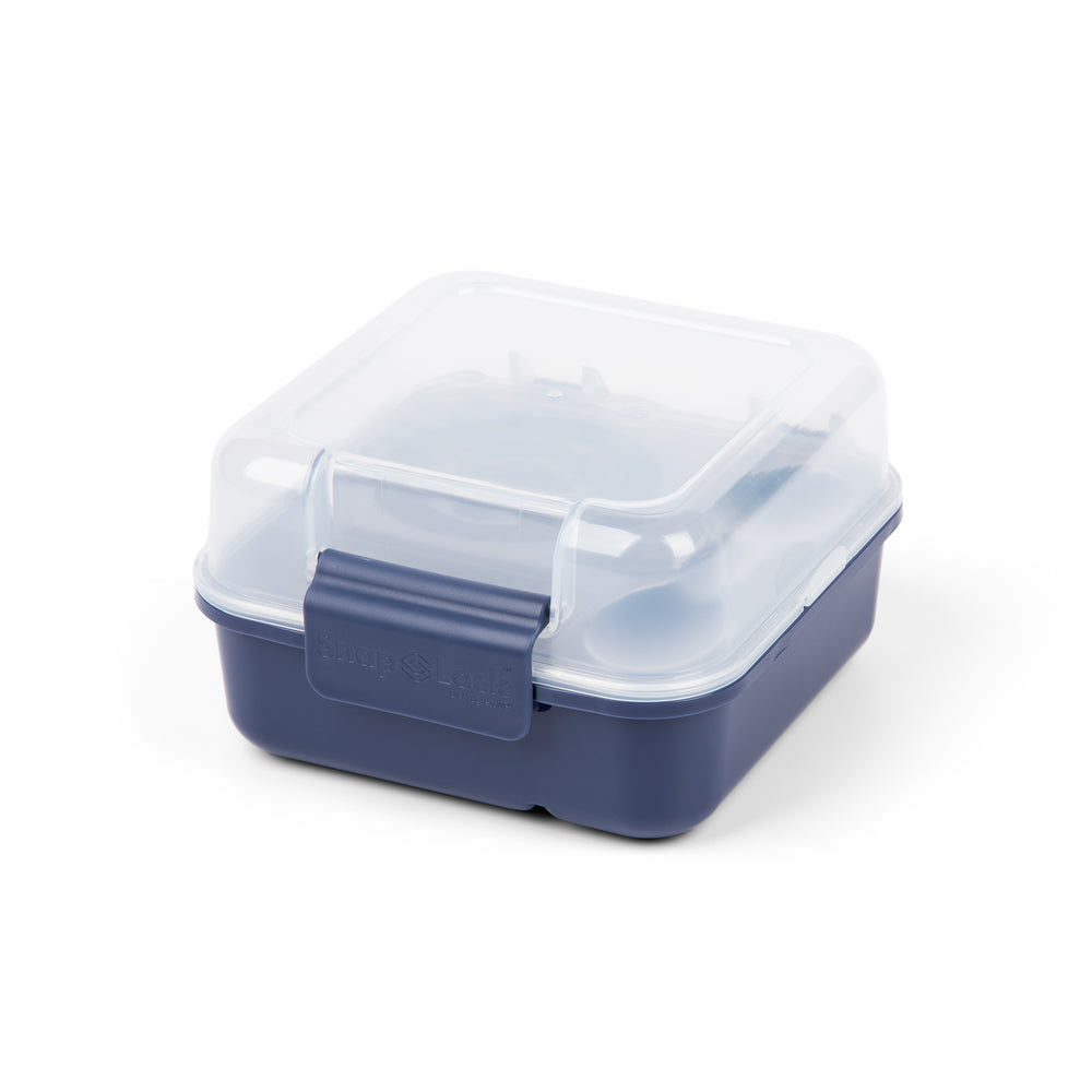 navy blue plastic food storage container for lunch