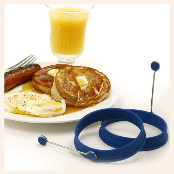 2 Piece Silicone Round Pancake and Egg Ring Molds for Breakfast Sandwiches by Norpro