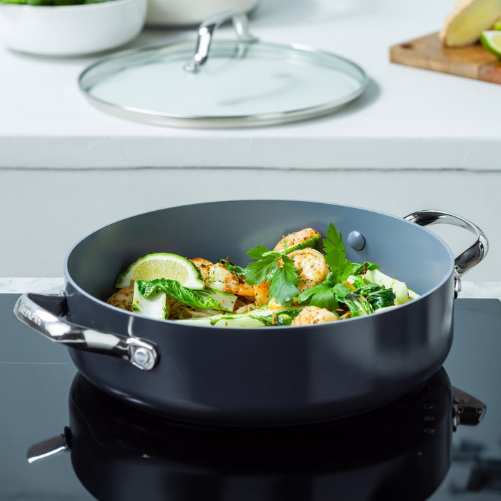 Valencia Pro Ceramic Non Stick Non Toxic Sauteuse Pan with Lid by GreenPan