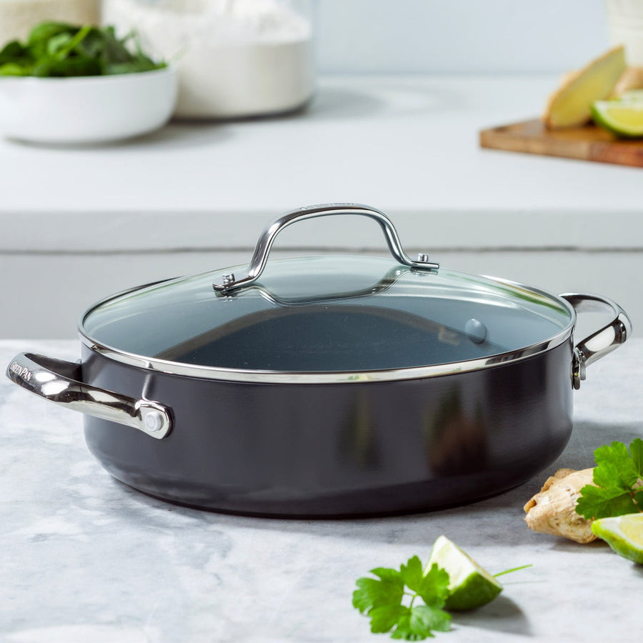 Valencia Pro Ceramic Non Stick Non Toxic Sauteuse Pan with Lid by GreenPan