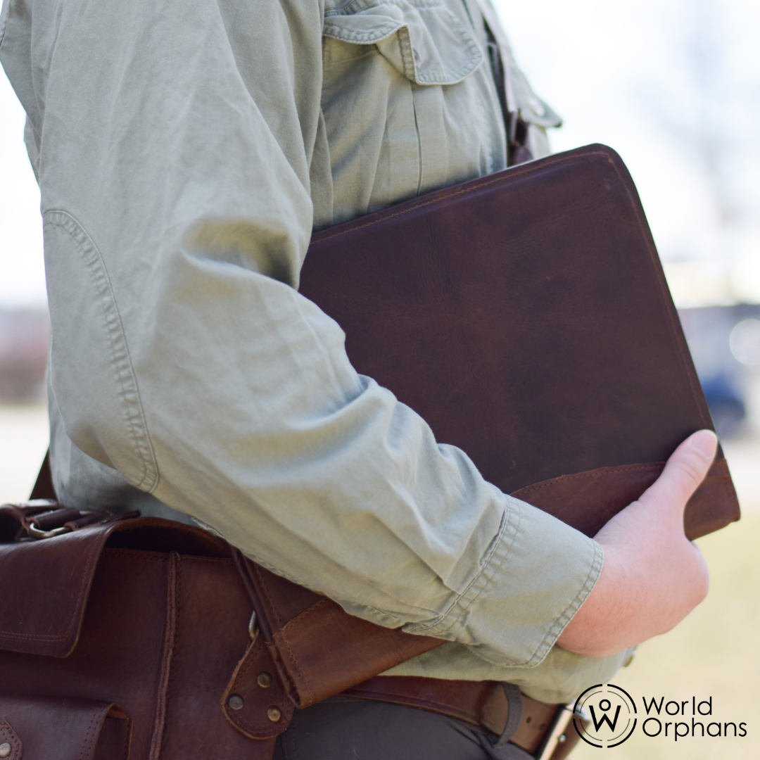 Genuine Leather Portfolio / Padfolio Folder with Legal Pad for Business and School by World Orphans 