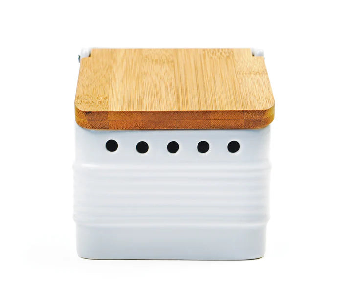 Stoneware Ceramic Garlic Keeper Food Storage Container for Garlic, Shallots, and Ginger by RSVP