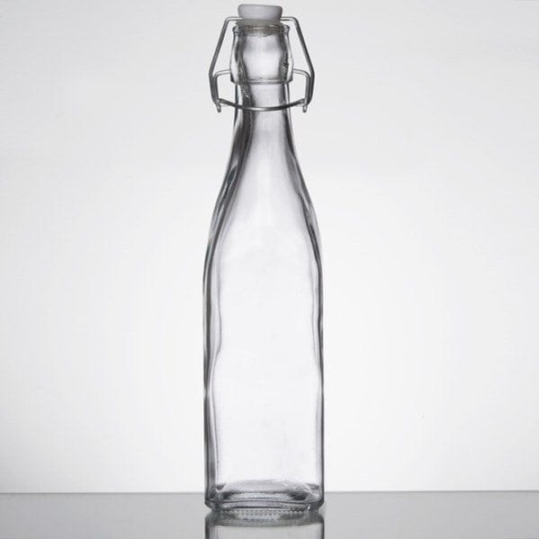 Acopa 35 oz. Clear Glass Bottle with Wire Bail Swing Top Lid - 12