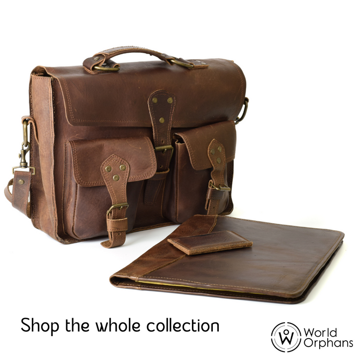 Genuine Leather Portfolio / Padfolio Folder with Legal Pad for Business and School by World Orphans 