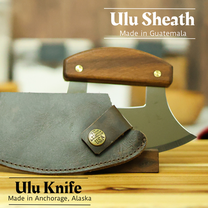 Genuine Leather Ulu / Mezzaluna Knife Sheath Case by World Orphans