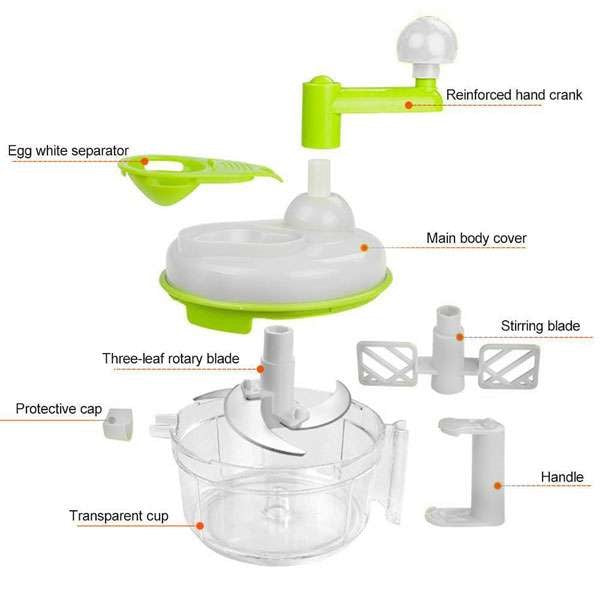 mini food processor with assembly diagram and use instructions