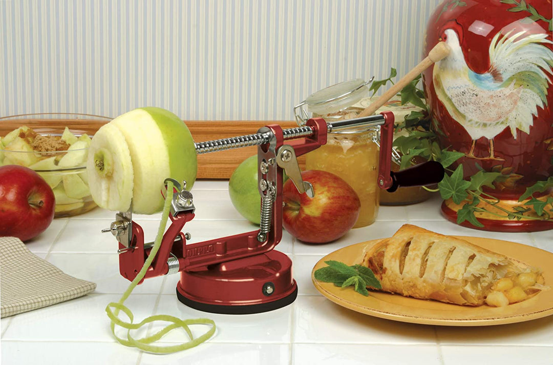 3-in-1 Apple/potato Corer Slicer Peeler Corer Stainless Steel Blades  Hand-cranking Apple Peeler Slicer Peeler (red)