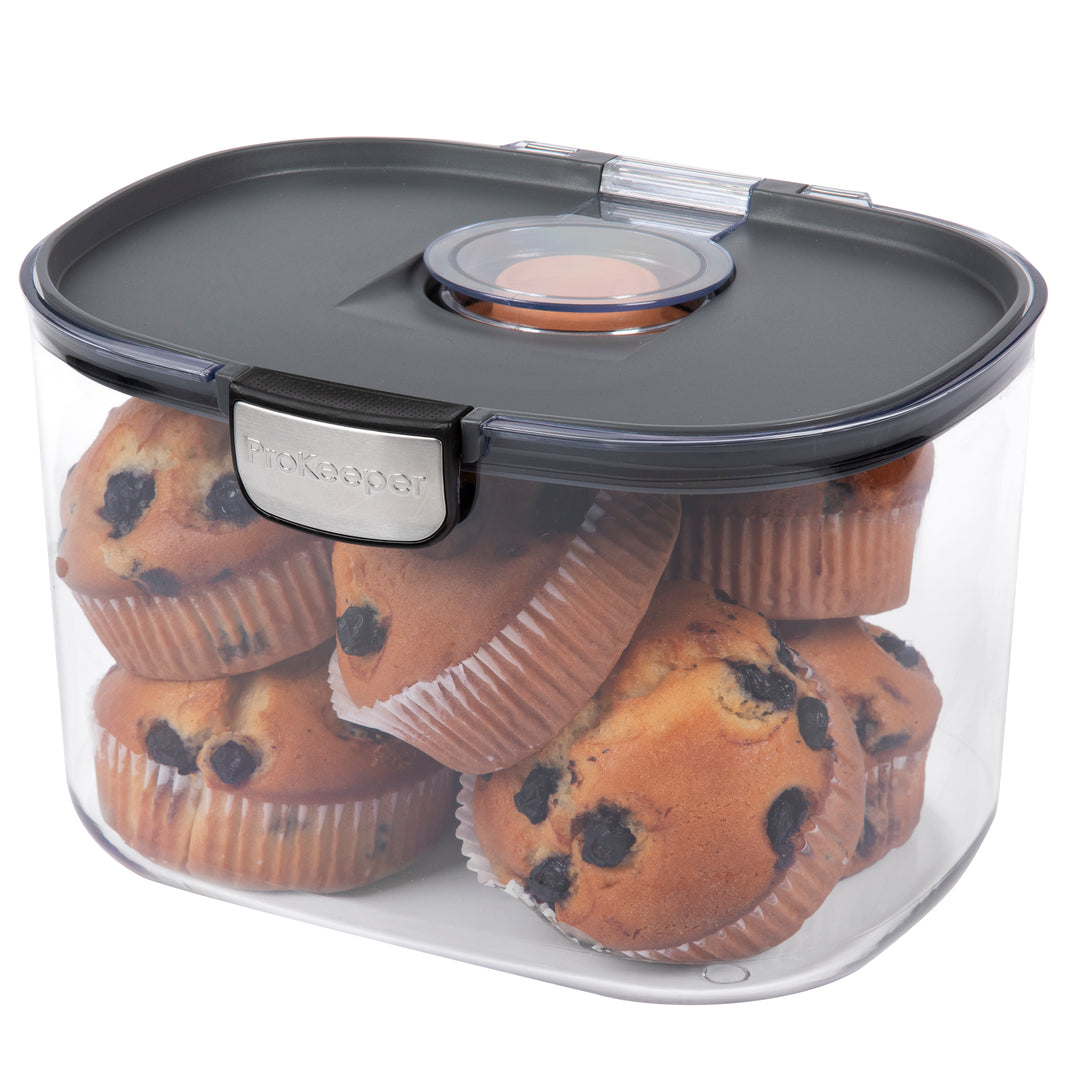 plastic container with muffins