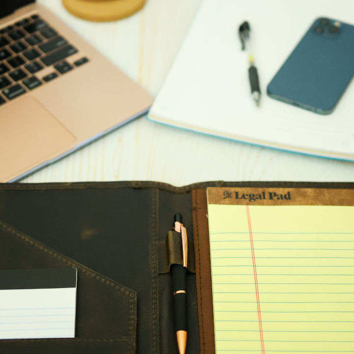 Genuine Leather Portfolio / Padfolio Folder with Legal Pad for Business and School by World Orphans 