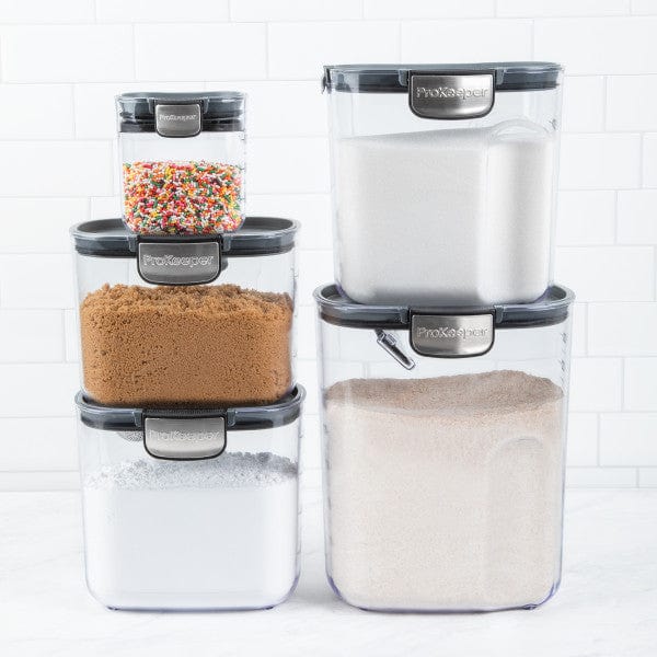  Progressive Prepworks ProKeeper 6 Piece Kitchen Clear Plastic  Airtight Food Flour And Sugar Storage Organization Container Baking  Canister Set, White: Home & Kitchen