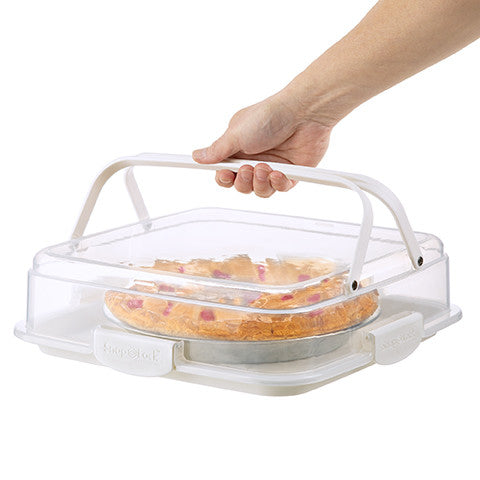 Pie Carrier Cake Storage Clear Container with Red Lid