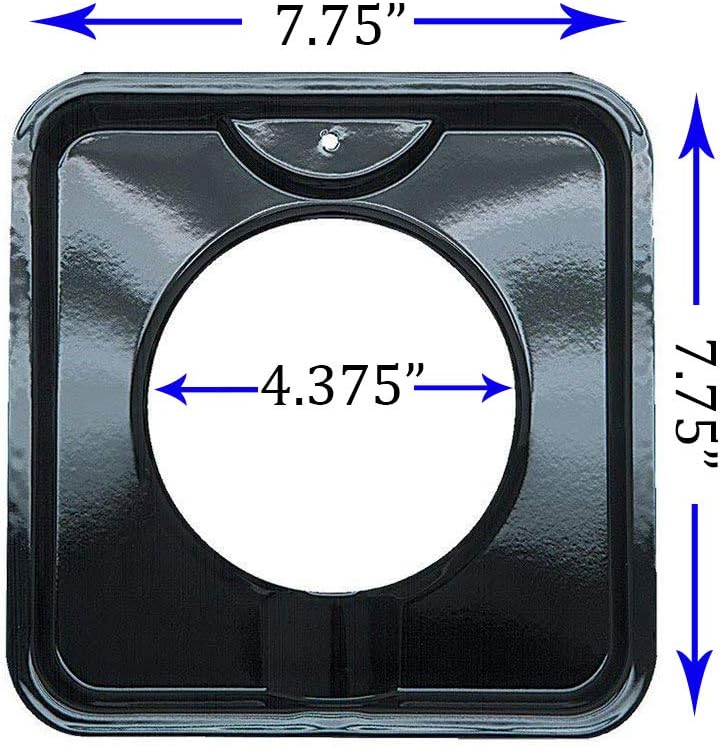 Range Kleen 4 Pack | Style I 7.75 Inch Square, Heavy Duty Black Porcelain Drip Pans