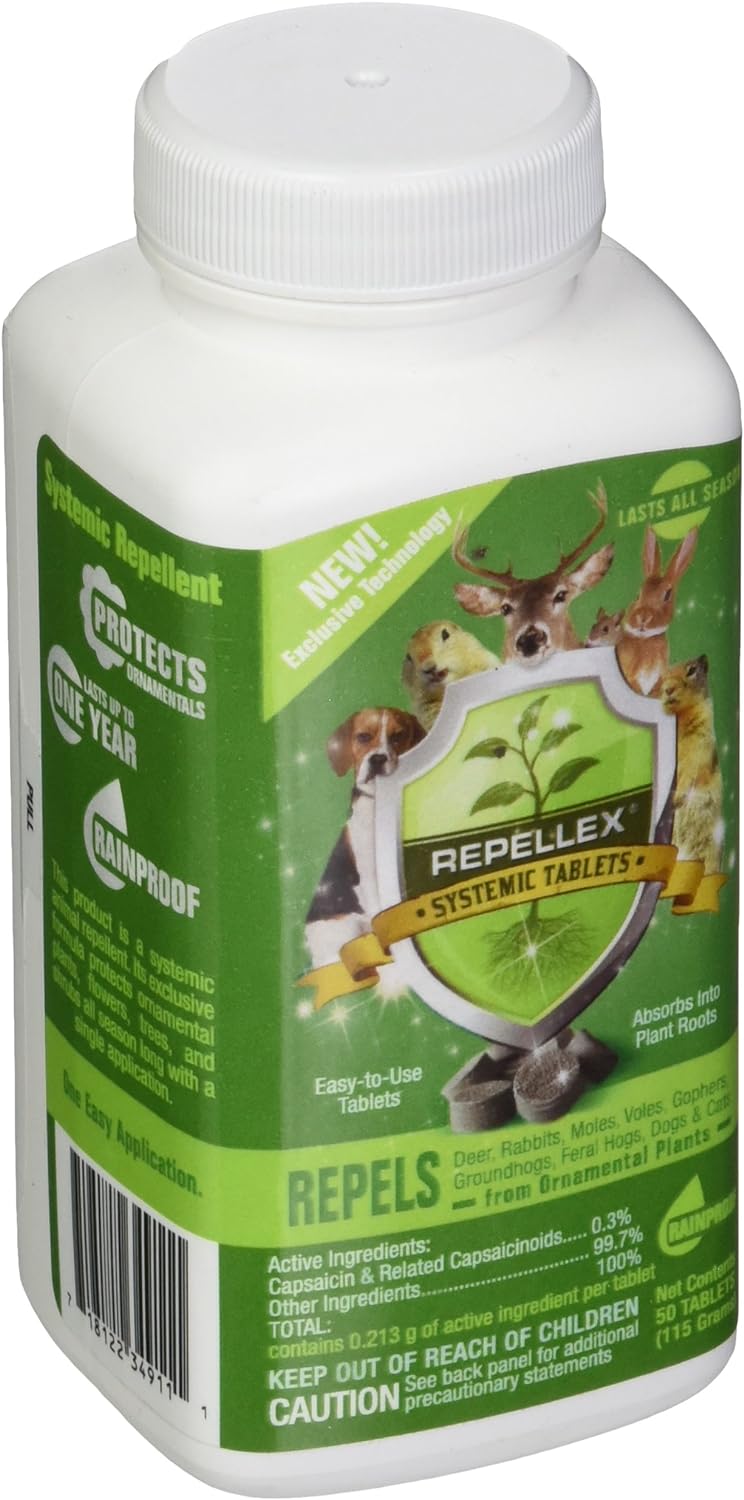 Repellex Systemic Animal Repellent Tablets for Squirrels, Gophers, Rabbits, Raccoons, Cats, Dogs, Moles, Mice, Skunks, and Voles