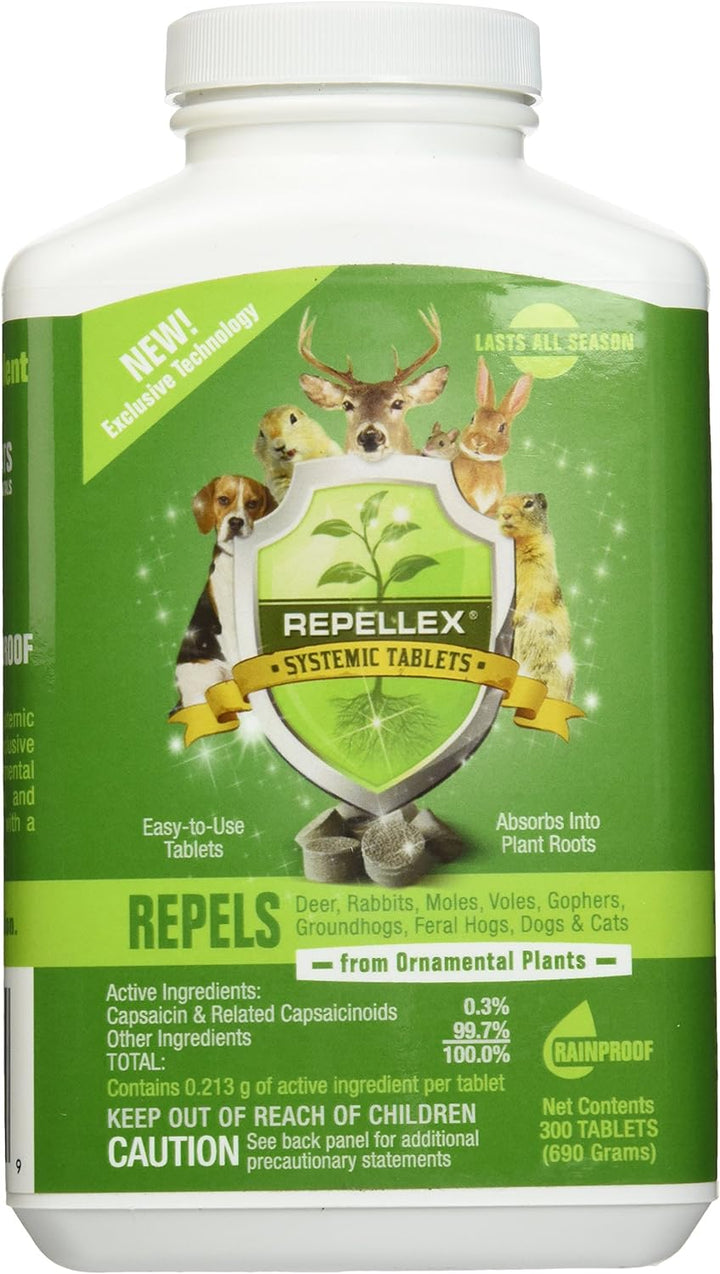 Repellex Systemic Animal Repellent Tablets for Squirrels, Gophers, Rabbits, Raccoons, Cats, Dogs, Moles, Mice, Skunks, and Voles