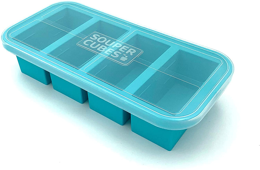 Souper Cubes Gift Set, 1-Cup 2-Cup 1/2 Cup and 2 Tablespoon silicone  freezer trays with lids - Freeze food, soup, stews, meals in perfect  portions 