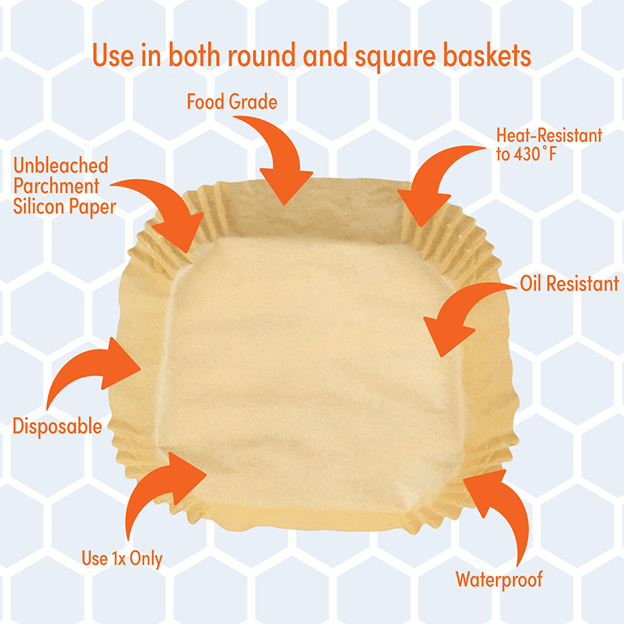 Air fryer basket parchment paper liner