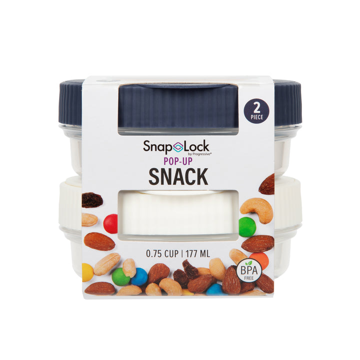 two stackable food storage containers for snacks in original store packaging