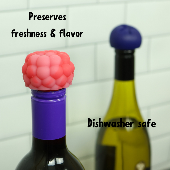 Berry Reusable Silicone Wine Stopper / Bottle Stoppers by Charles Viancin - Blueberry, Raspberry, Strawberry