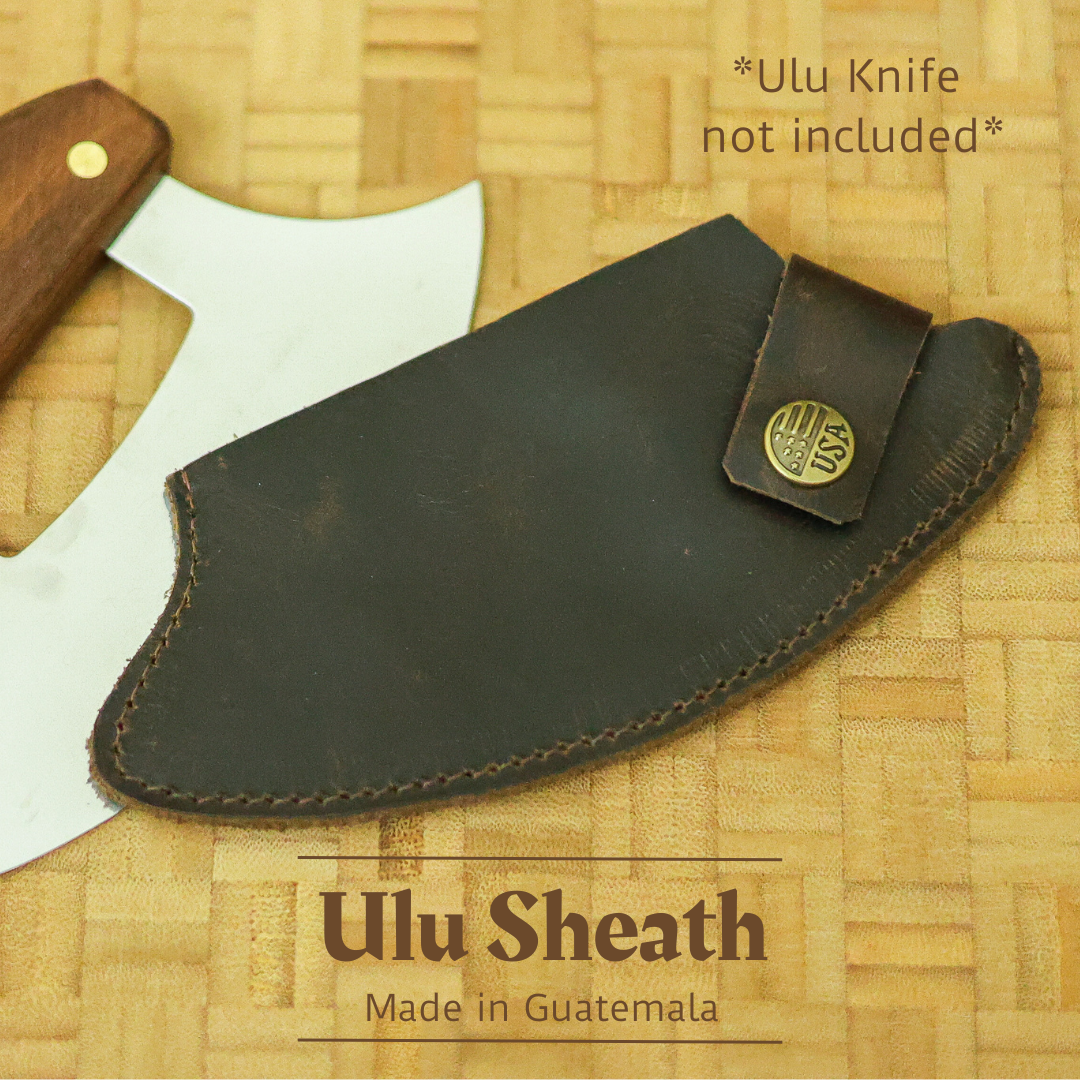 Genuine Leather Ulu / Mezzaluna Knife Sheath Case by World Orphans