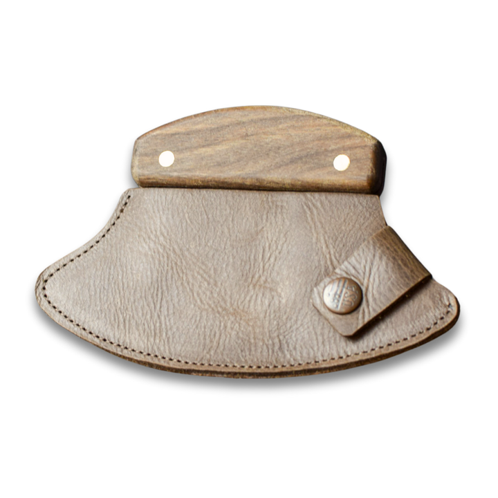 Genuine Leather Ulu/ Mezzaluna Knife Sheath Case by World Orphans - Grizzly Brown