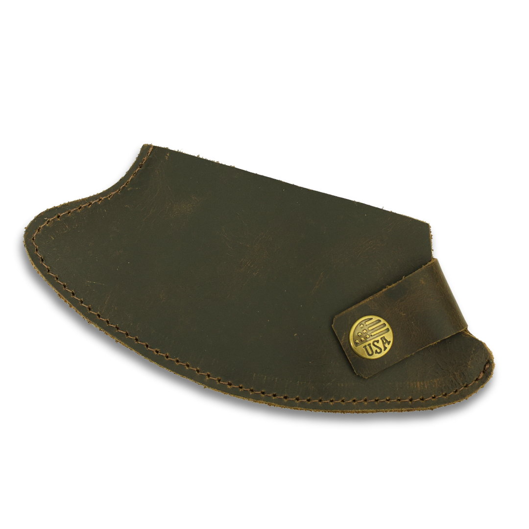 Genuine Leather Ulu / Mezzaluna Knife Sheath Case by World Orphans - Dark Brown