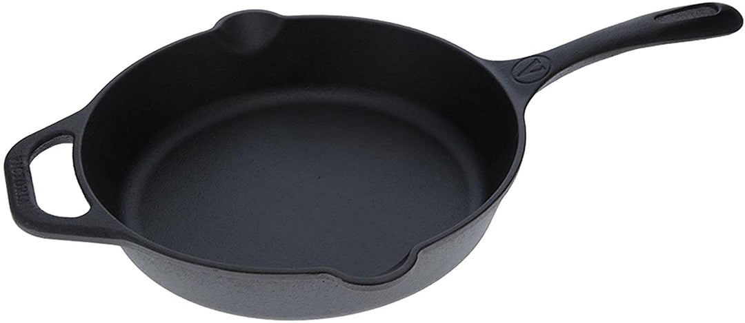 Victoria 10 in. Seasoned Cast Iron Skillet with Long Handle and A Helper Handle, Black